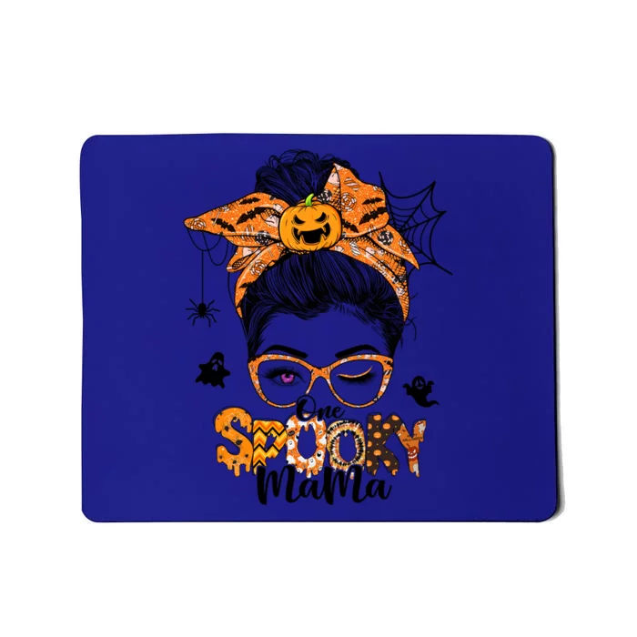 Retro Halloween One Spooky Mama Messy Bun Bandana Pumpkin Gift Mousepad