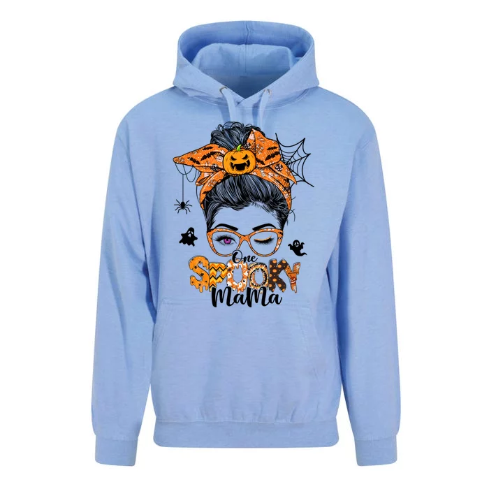 Retro Halloween One Spooky Mama Messy Bun Bandana Pumpkin Gift Unisex Surf Hoodie