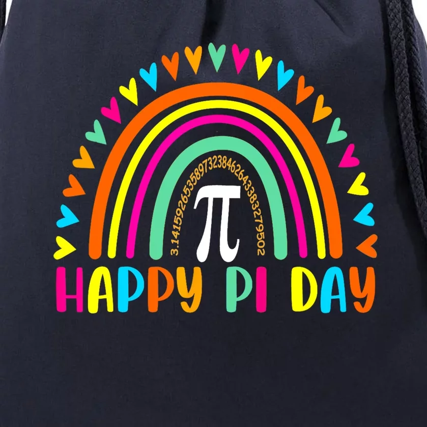 Rainbow Happy Pi Day Math For Teacher Drawstring Bag