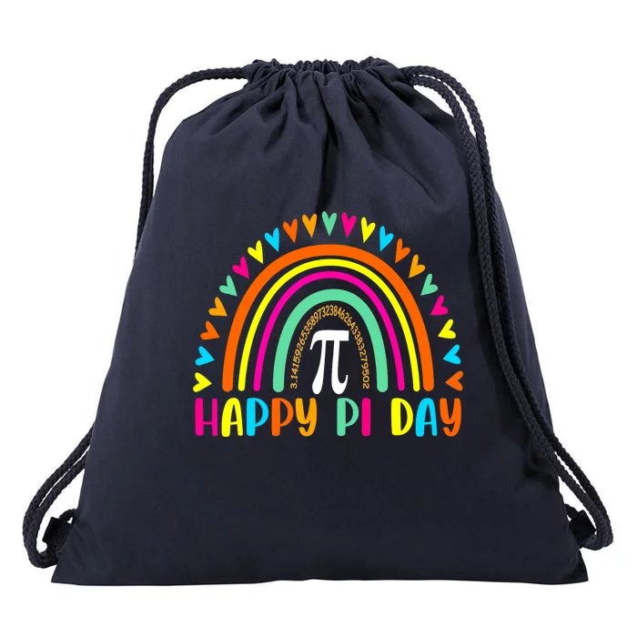 Rainbow Happy Pi Day Math For Teacher Drawstring Bag