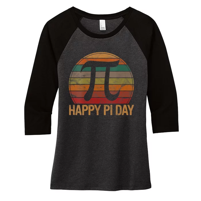 Retro Happy Pi Day Sunset Gift Math Teacher Geek Pi Day Women's Tri-Blend 3/4-Sleeve Raglan Shirt