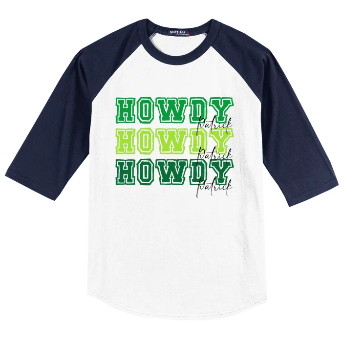 Retro Howdy Patrick Western Lucky Vibes Irish Holiday Baseball Sleeve Shirt