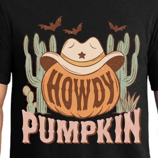 Retro Howdy Pumpkin Rodeo Western Fall Southern Halloween Gift Pajama Set