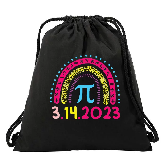 Rainbow Happy Pi Day Math Teacher Pi Day Drawstring Bag