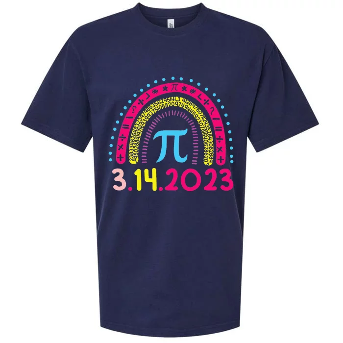 Rainbow Happy Pi Day Math Teacher Pi Day Sueded Cloud Jersey T-Shirt