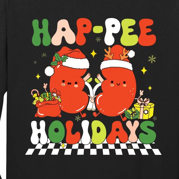 Retro Hap Pee Holidays Christmas Dialysis Nurse Kidney Nurse Long Sleeve Shirt