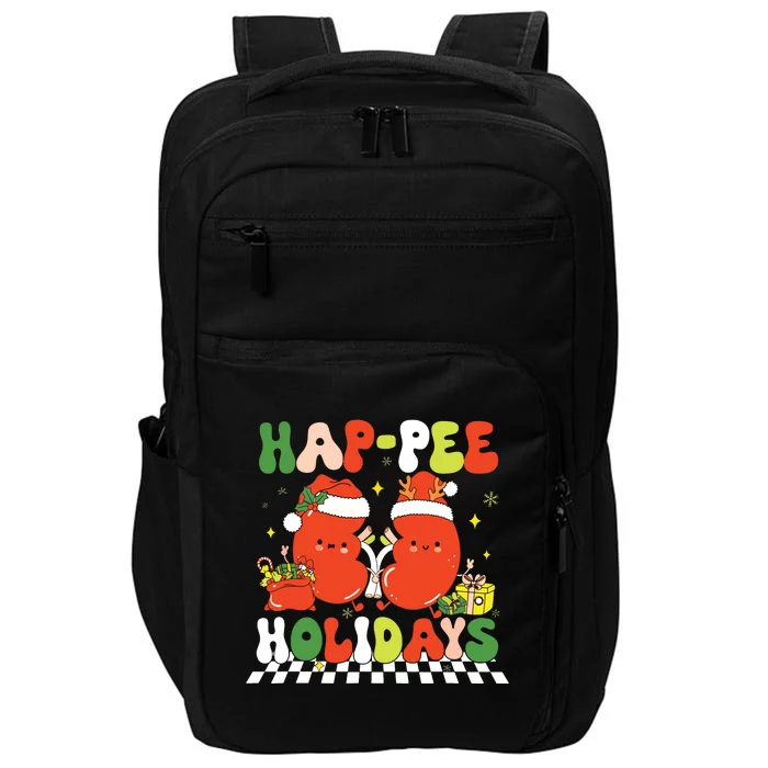 Retro Hap Pee Holidays Christmas Dialysis Nurse Kidney Nurse Impact Tech Backpack