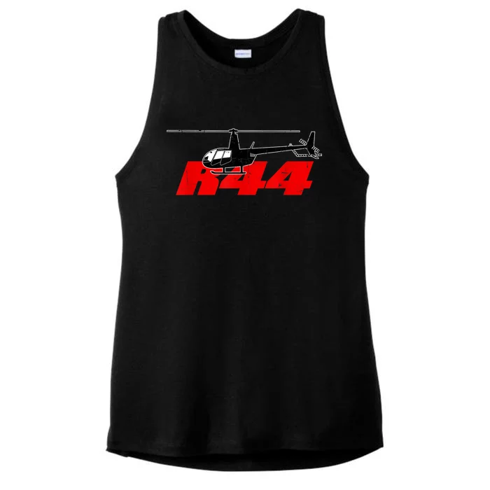 R44 Helicopter Pilot Aviation R44 Helicopter Ladies Tri-Blend Wicking Tank