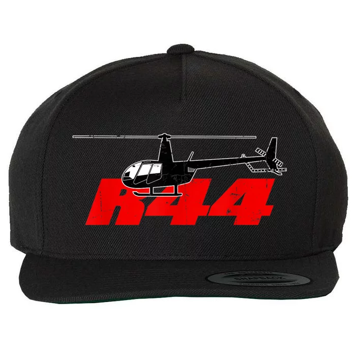 R44 Helicopter Pilot Aviation R44 Helicopter Wool Snapback Cap