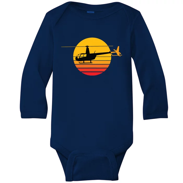 R44 Helicopter Pilot Aviation R44 Helicopter Baby Long Sleeve Bodysuit