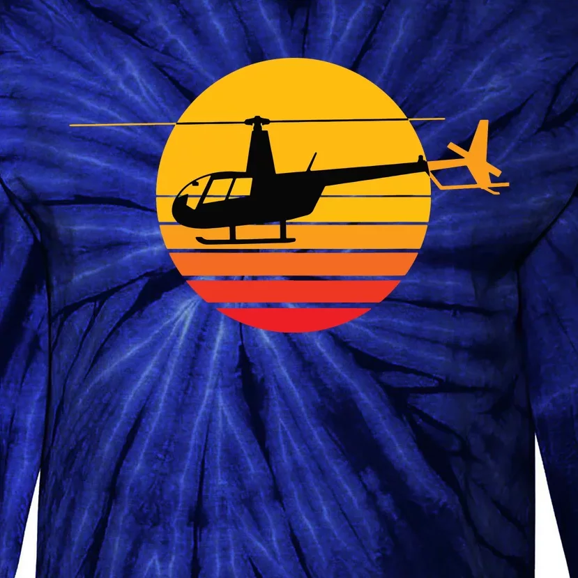 R44 Helicopter Pilot Aviation R44 Helicopter Tie-Dye Long Sleeve Shirt