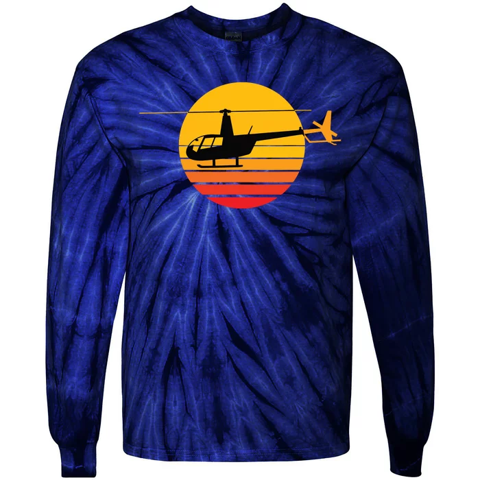 R44 Helicopter Pilot Aviation R44 Helicopter Tie-Dye Long Sleeve Shirt