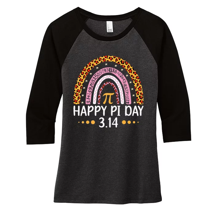 Rainbow Happy Pi Day Math 3.14 Symbol Teacher Women's Tri-Blend 3/4-Sleeve Raglan Shirt