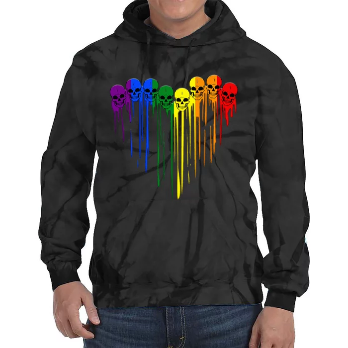 Rainbow Heart Pride Skull LGBT Support Tie Dye Hoodie