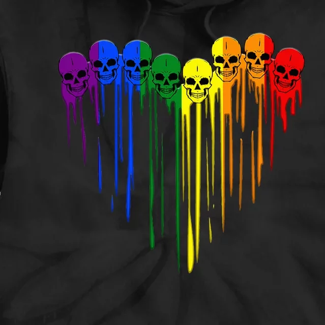 Rainbow Heart Pride Skull LGBT Support Tie Dye Hoodie