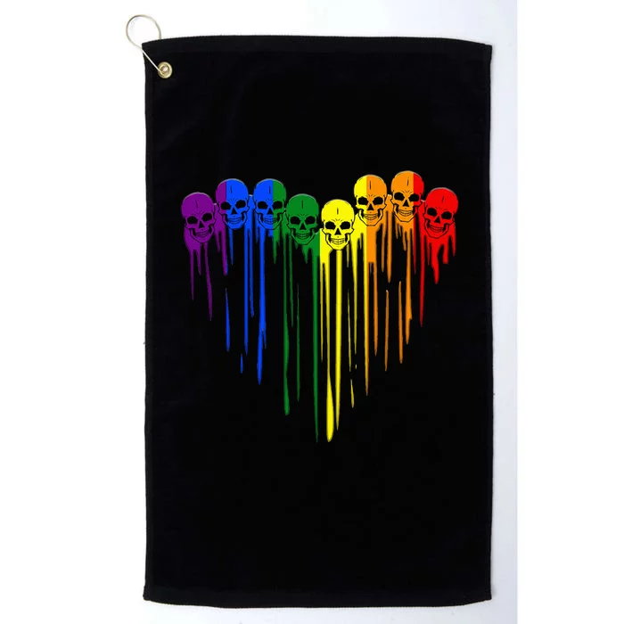 Rainbow Heart Pride Skull LGBT Support Platinum Collection Golf Towel