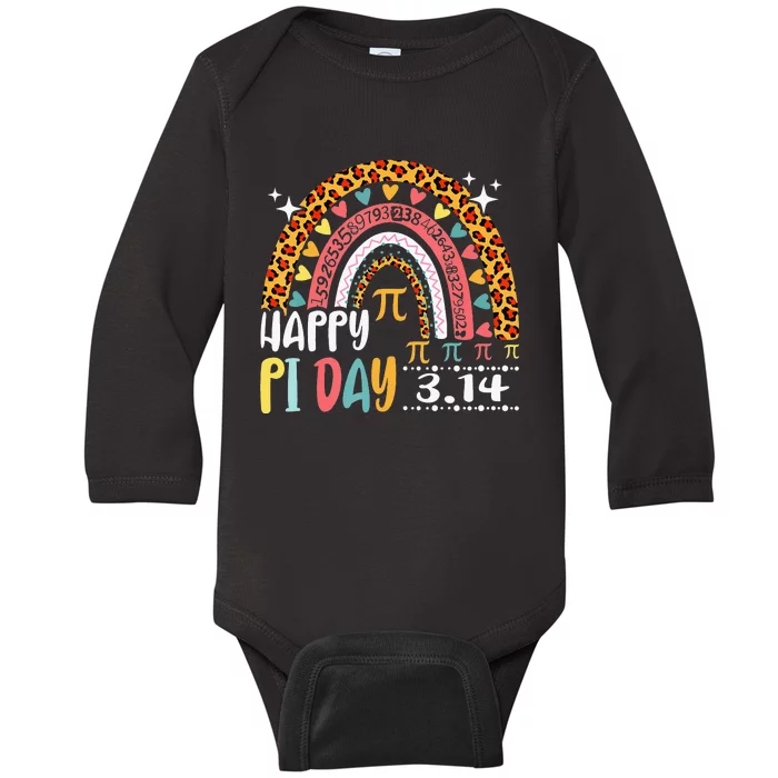 Rainbow Happy Pi Day Math 3.14 Symbol Teacher Baby Long Sleeve Bodysuit