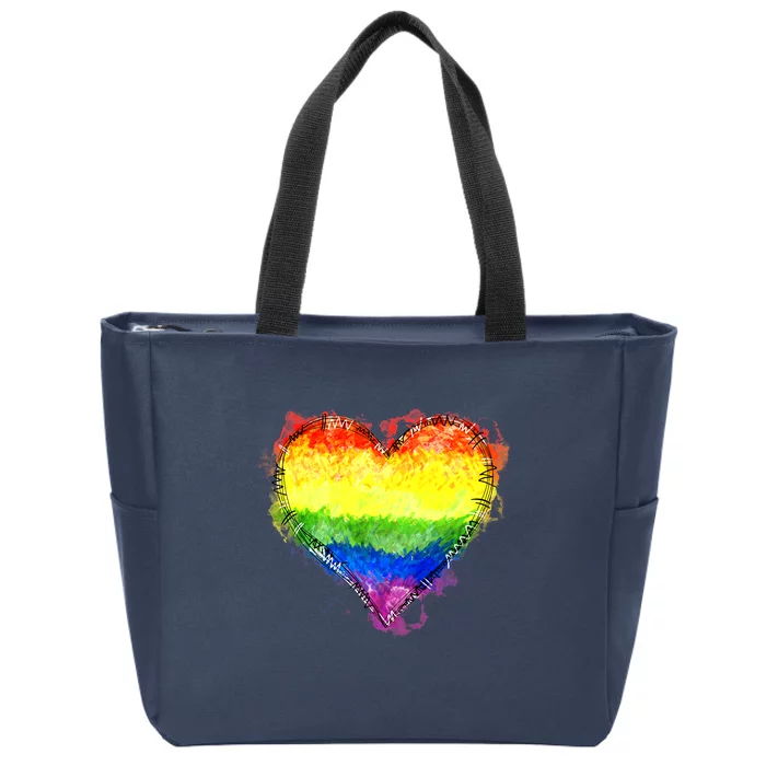 Rainbow Heart Pride Heart LGBT Pride Month Pride Celebration Zip Tote Bag