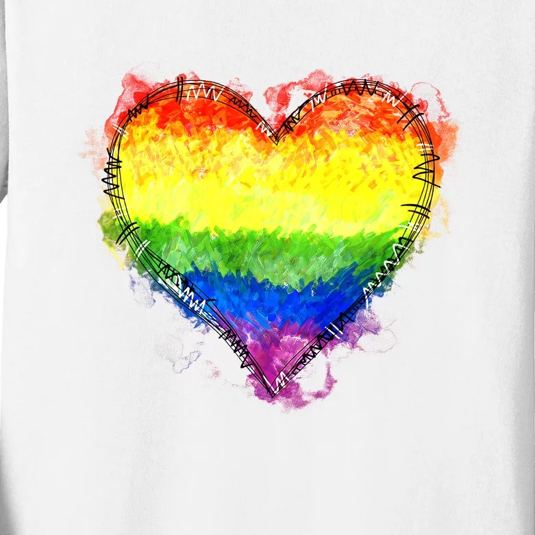 Rainbow Heart Pride Heart LGBT Pride Month Pride Celebration Kids Long Sleeve Shirt