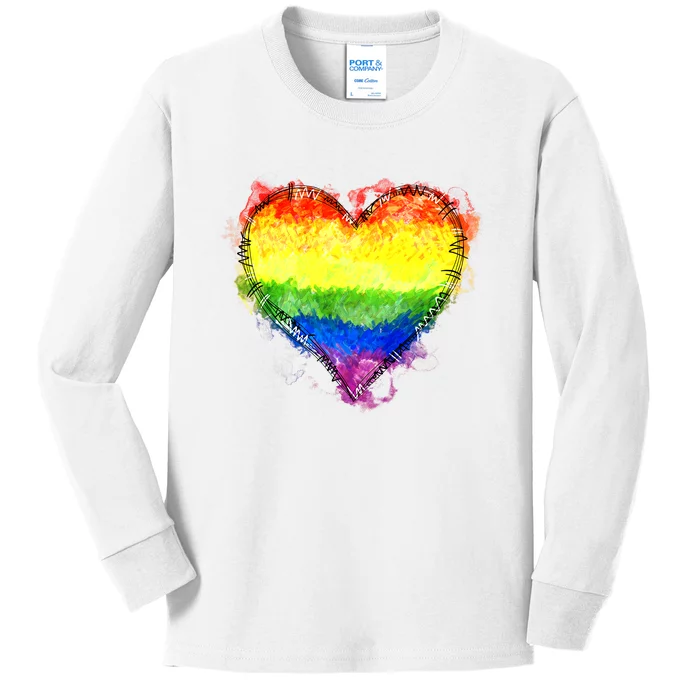 Rainbow Heart Pride Heart LGBT Pride Month Pride Celebration Kids Long Sleeve Shirt