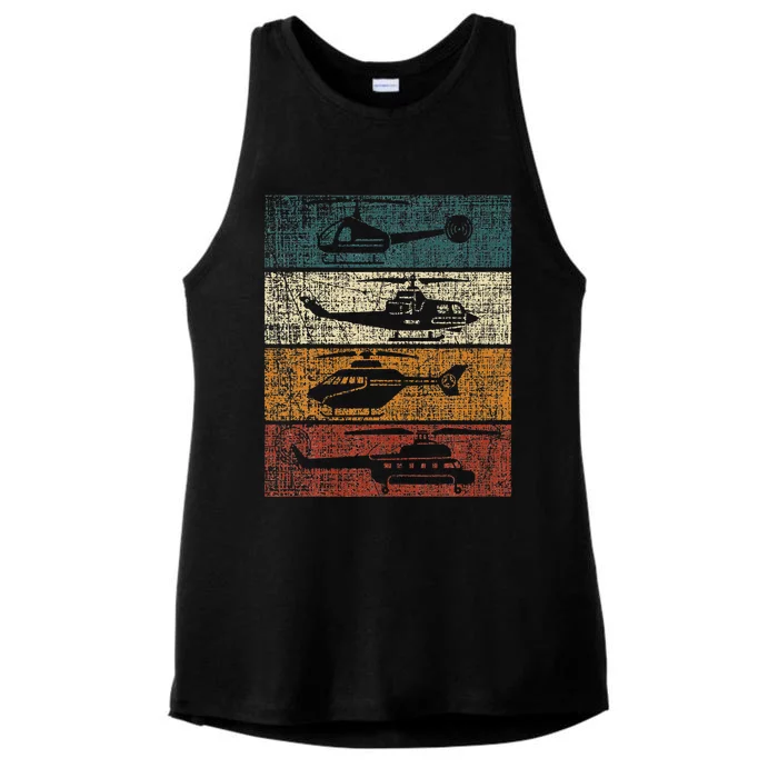 Retro Helicopter Pilot Vintage Aviation min Ladies Tri-Blend Wicking Tank