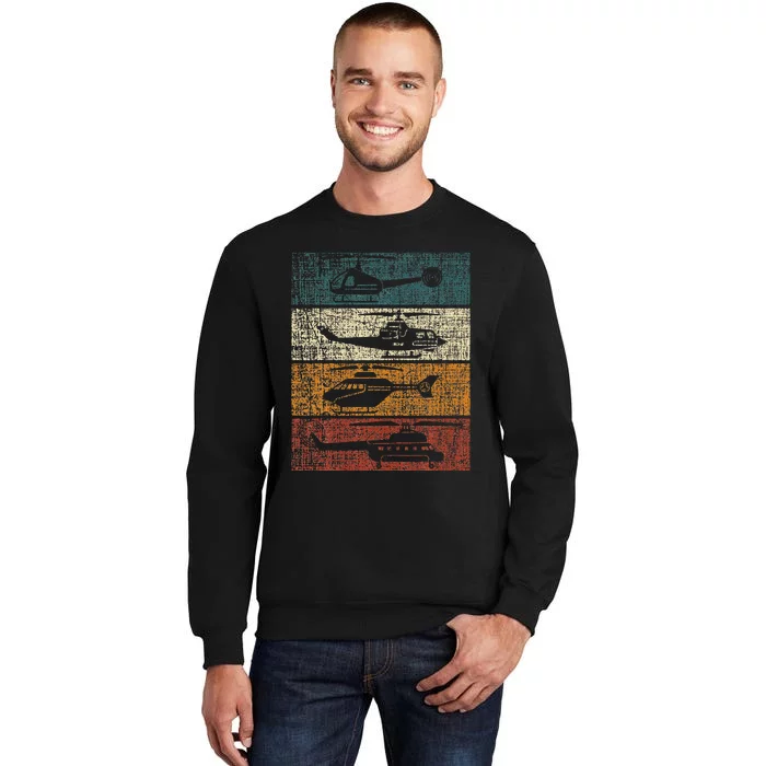 Retro Helicopter Pilot Vintage Aviation min Sweatshirt