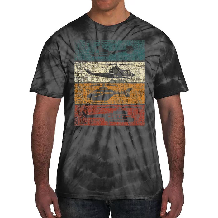 Retro Helicopter Pilot Vintage Aviation min Tie-Dye T-Shirt