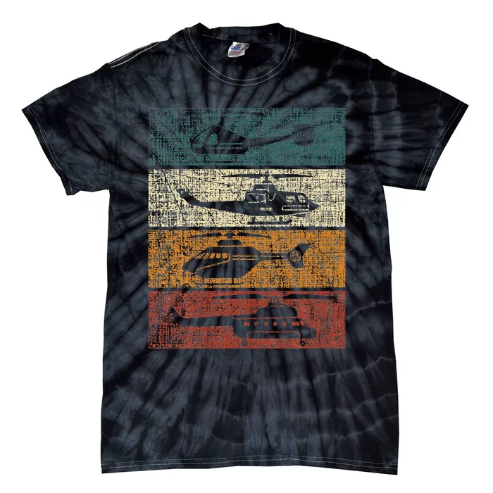 Retro Helicopter Pilot Vintage Aviation min Tie-Dye T-Shirt