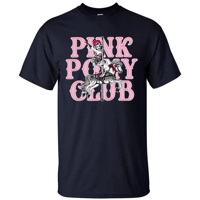 Retro Horse Pink Pony Club Horse Lover Tall T-Shirt