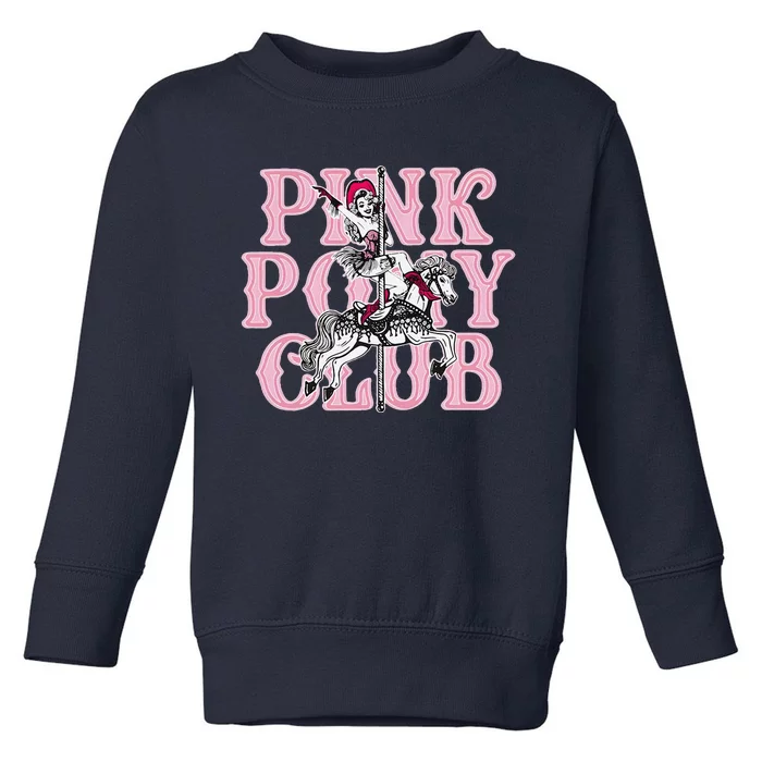 Retro Horse Pink Pony Club Horse Lover Toddler Sweatshirt