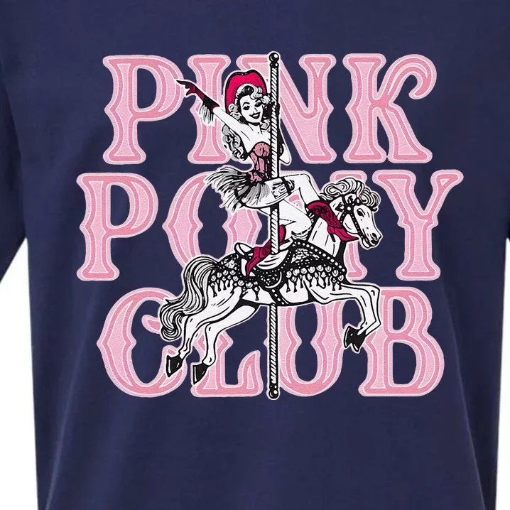 Retro Horse Pink Pony Club Horse Lover Sueded Cloud Jersey T-Shirt