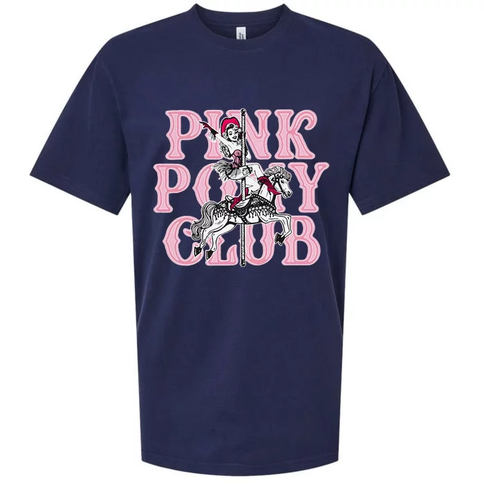 Retro Horse Pink Pony Club Horse Lover Sueded Cloud Jersey T-Shirt