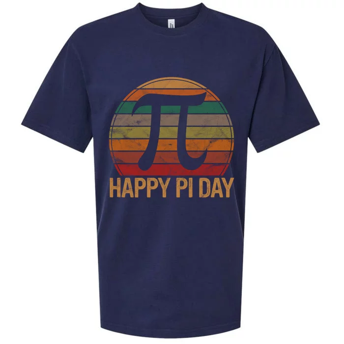 Retro Happy Pi Day Sunset Gift Math Teacher Geek Pi Day Gift Sueded Cloud Jersey T-Shirt