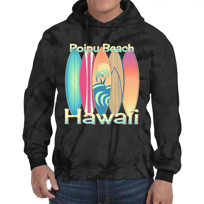 Retro Hawaii Poipu Beach Hawaiian Islands Surf Tie Dye Hoodie