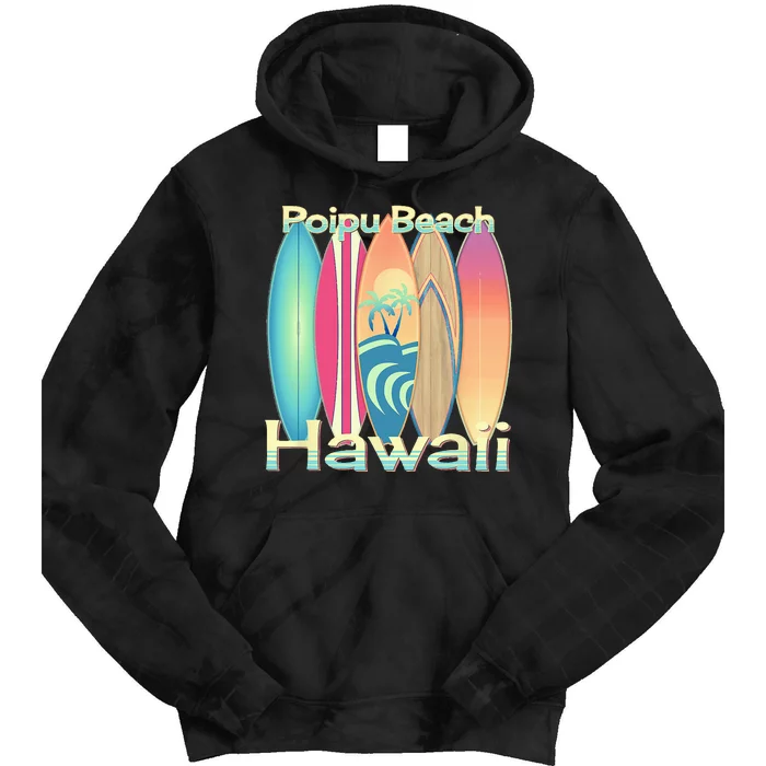 Retro Hawaii Poipu Beach Hawaiian Islands Surf Tie Dye Hoodie