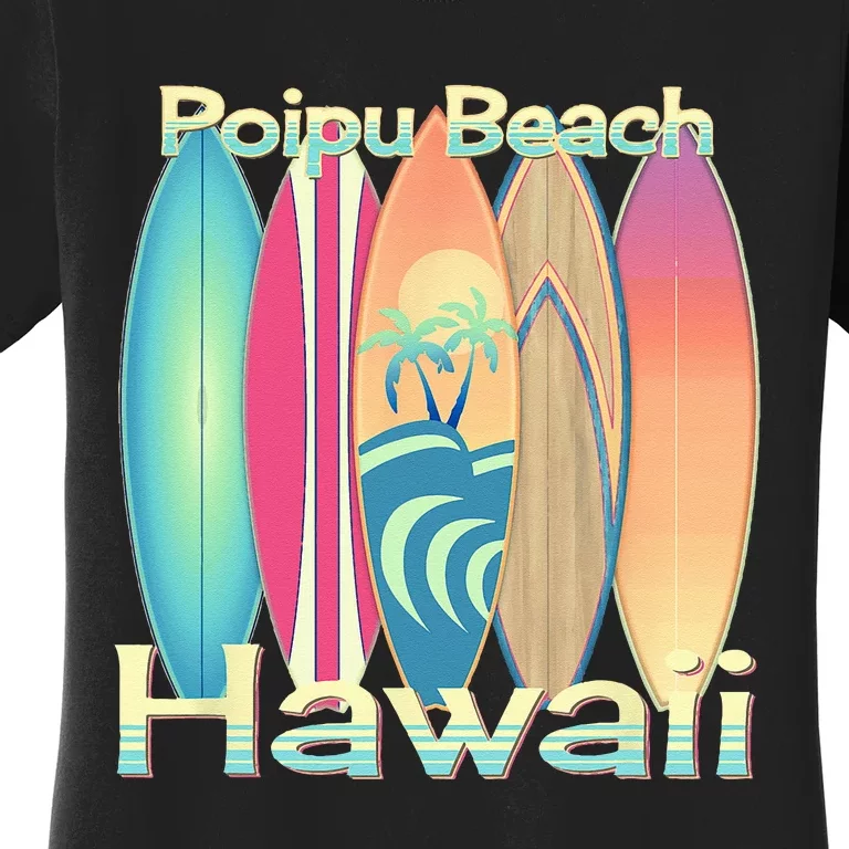 Retro Hawaii Poipu Beach Hawaiian Islands Surf Women's T-Shirt