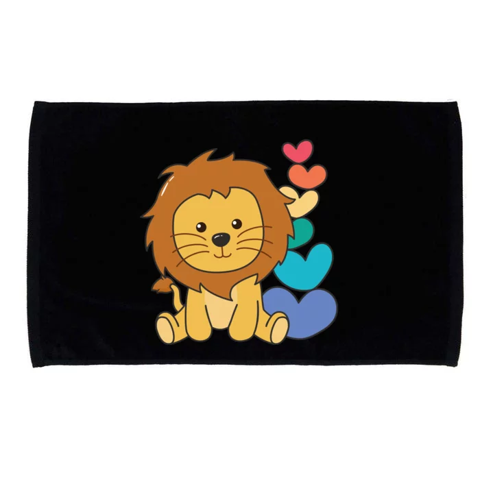 Rainbow Hearts Pride Lgbtq Cute Animals Lion Great Gift Microfiber Hand Towel