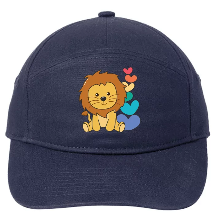 Rainbow Hearts Pride Lgbtq Cute Animals Lion Great Gift 7-Panel Snapback Hat