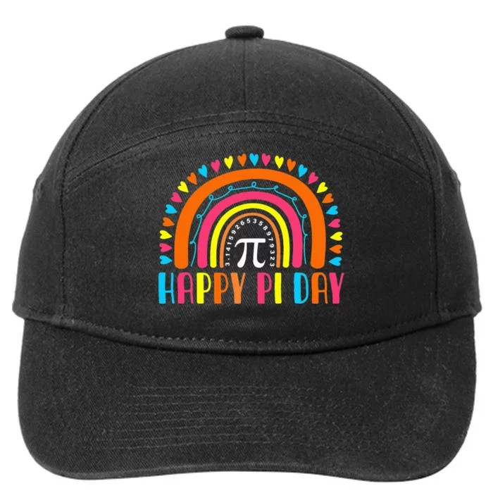 Rainbow Happy Pi Day Math Teacher Pi Day 7-Panel Snapback Hat