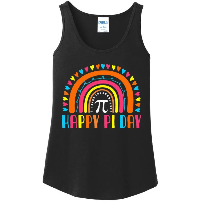 Rainbow Happy Pi Day Math Teacher Pi Day Ladies Essential Tank