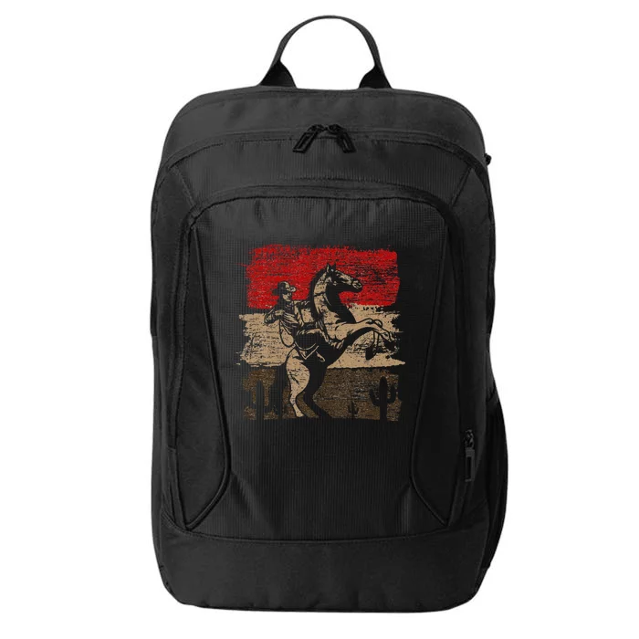 Retro Horse Riding Western Cowboy City Backpack