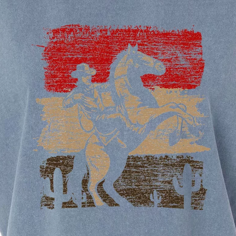 Retro Horse Riding Western Cowboy Garment-Dyed Women's Muscle Tee