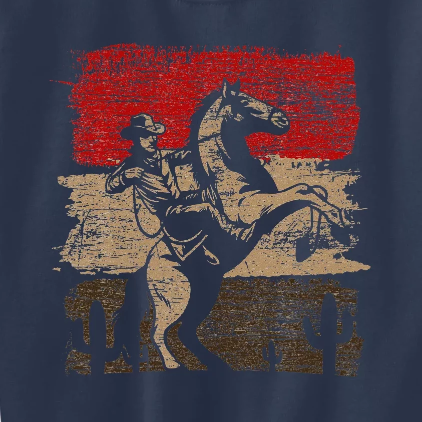 Retro Horse Riding Western Cowboy Kids Sweatshirt