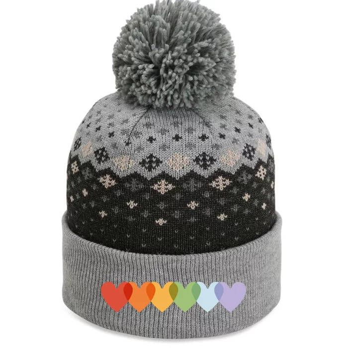 Rainbow Hearts The Baniff Cuffed Pom Beanie