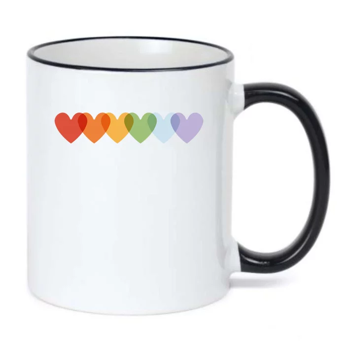 Rainbow Hearts Black Color Changing Mug