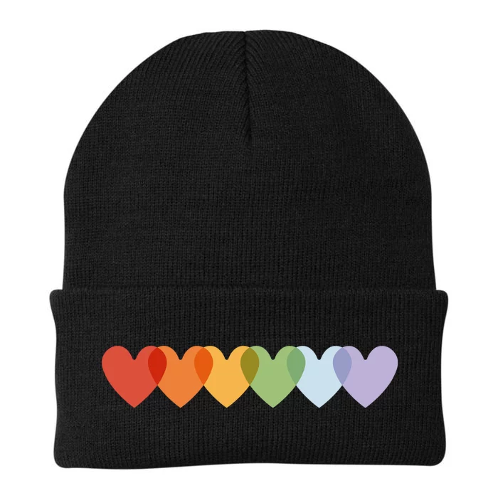 Rainbow Hearts Knit Cap Winter Beanie