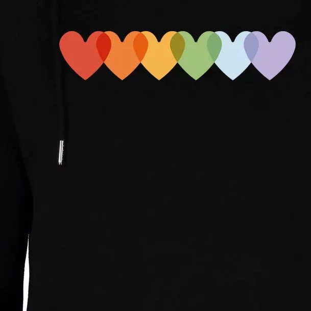 Rainbow Hearts Womens Funnel Neck Pullover Hood