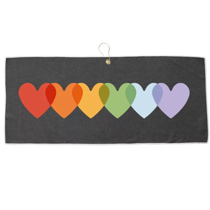 Rainbow Hearts Large Microfiber Waffle Golf Towel