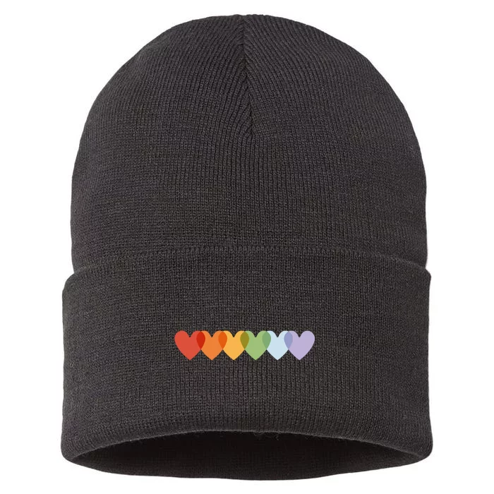 Rainbow Hearts Sustainable Knit Beanie