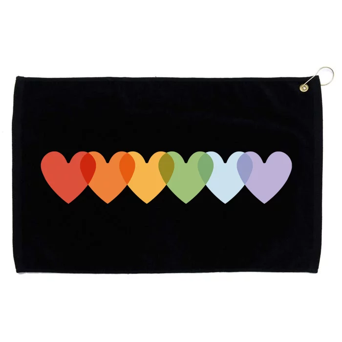 Rainbow Hearts Grommeted Golf Towel